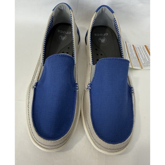 Crocs Walu Women’s Canvas Loafers Slip-On Blue US 9 Boat Shoes - Picture 3 of 10